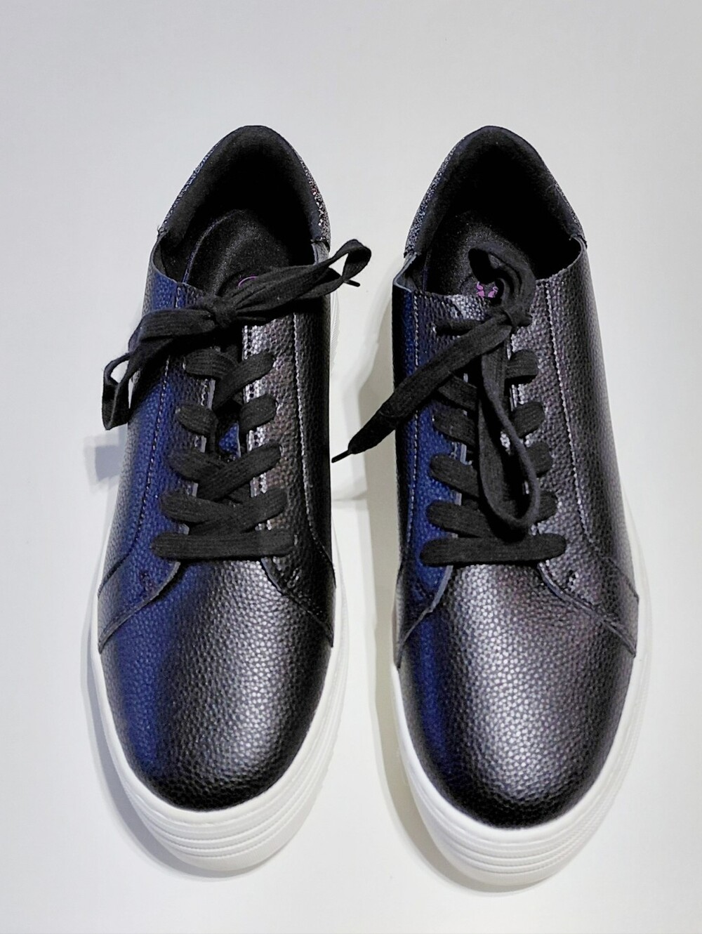JOY Women's Black Leather & Textile Upper Comfort Lace Up Sneakers Size 10W